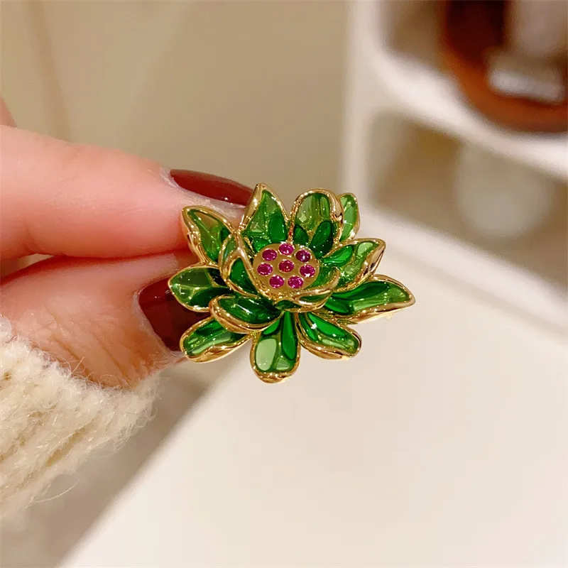CC Brooch for Women Lotus Flower Shape Cheongsam Pins Mini Pin Chinese Vintage Style Cardigan Shawl Buckle Exquisite Gifts B220 image 3