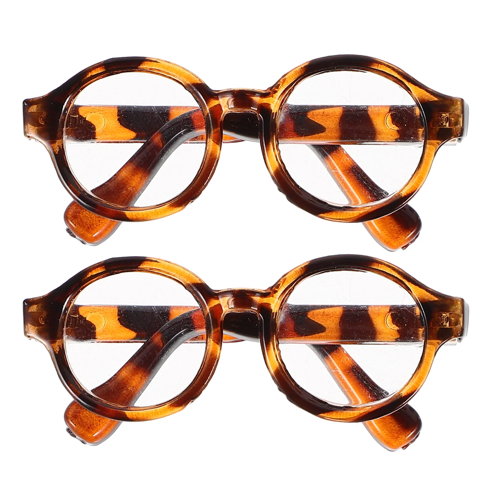 

2 Pairs Mini Glasses Adorable Sunglasses Props Leopard Print Accessories Small Plastic for Decor Eyeglasses Dress up