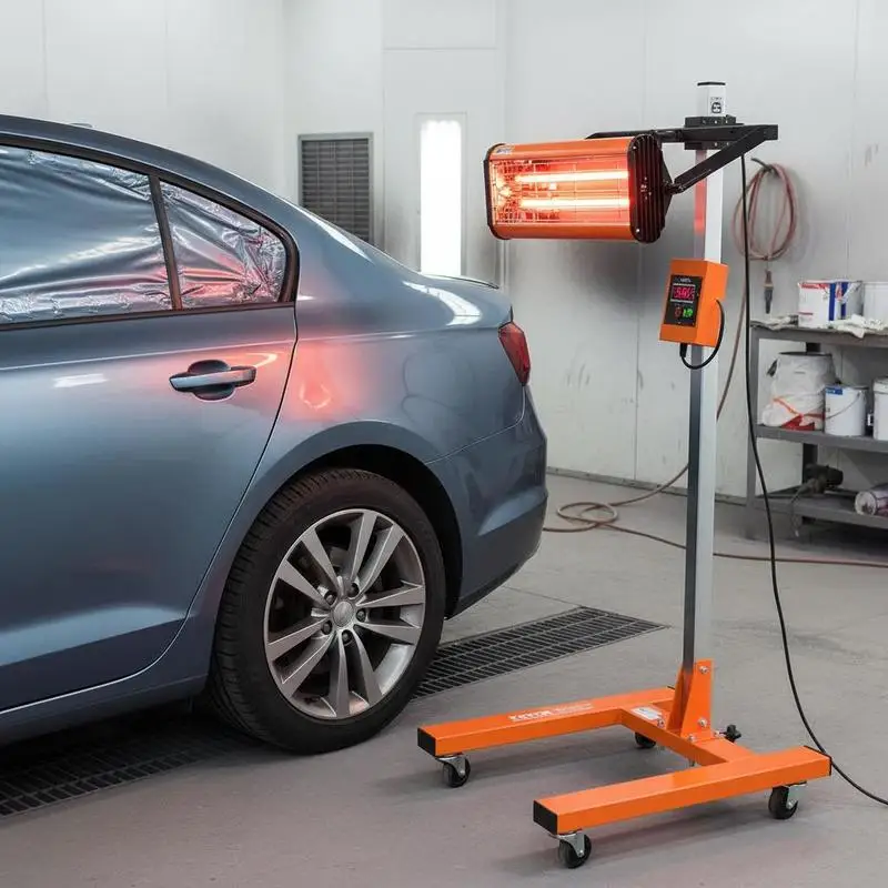 Infrarot-Lacktrockner 1500W 31,8m² für Karosseriewerkstatt Spritzkabine Garage, Zeiteinstellung 1-60 Min Stativmontage Automatische Heizfunktion 600x480mm Bestrahlungsbereich
