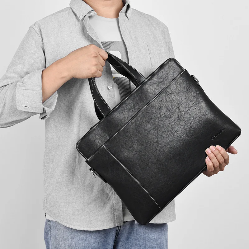 Sac à main d'affaires en cuir véritable pour hommes, sac à bombes pour hommes, sac de messager lancé par l'homme, sac pour ordinateur portable, fourre-tout pour fichier exécutif, nouveau