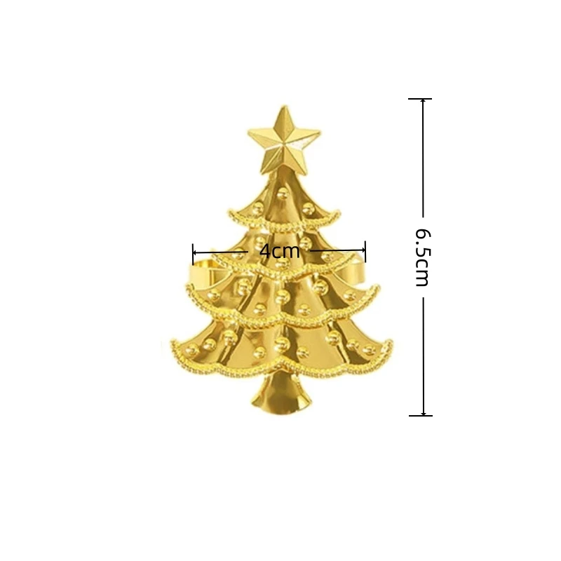 

Рождественские кольца для салфеток из 6 сплава для демонстрации свадебного стола, украшения ресторана и праздничного праздника, обеда