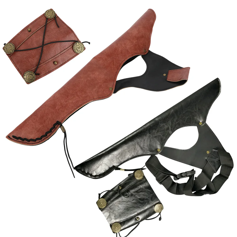 

Archery Arrow Bag Armguard LH/RH PU Material Quiver Arm Guard Adjustable Belt Longbow Recurve Traditional Bow Shooting Hunting