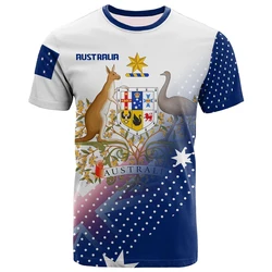 Australian Men's T-Shirt Summer O Neck Pullover Short Sleeve Australia Emblem Printed Men's Clothing Large Size Loose Tops Tees