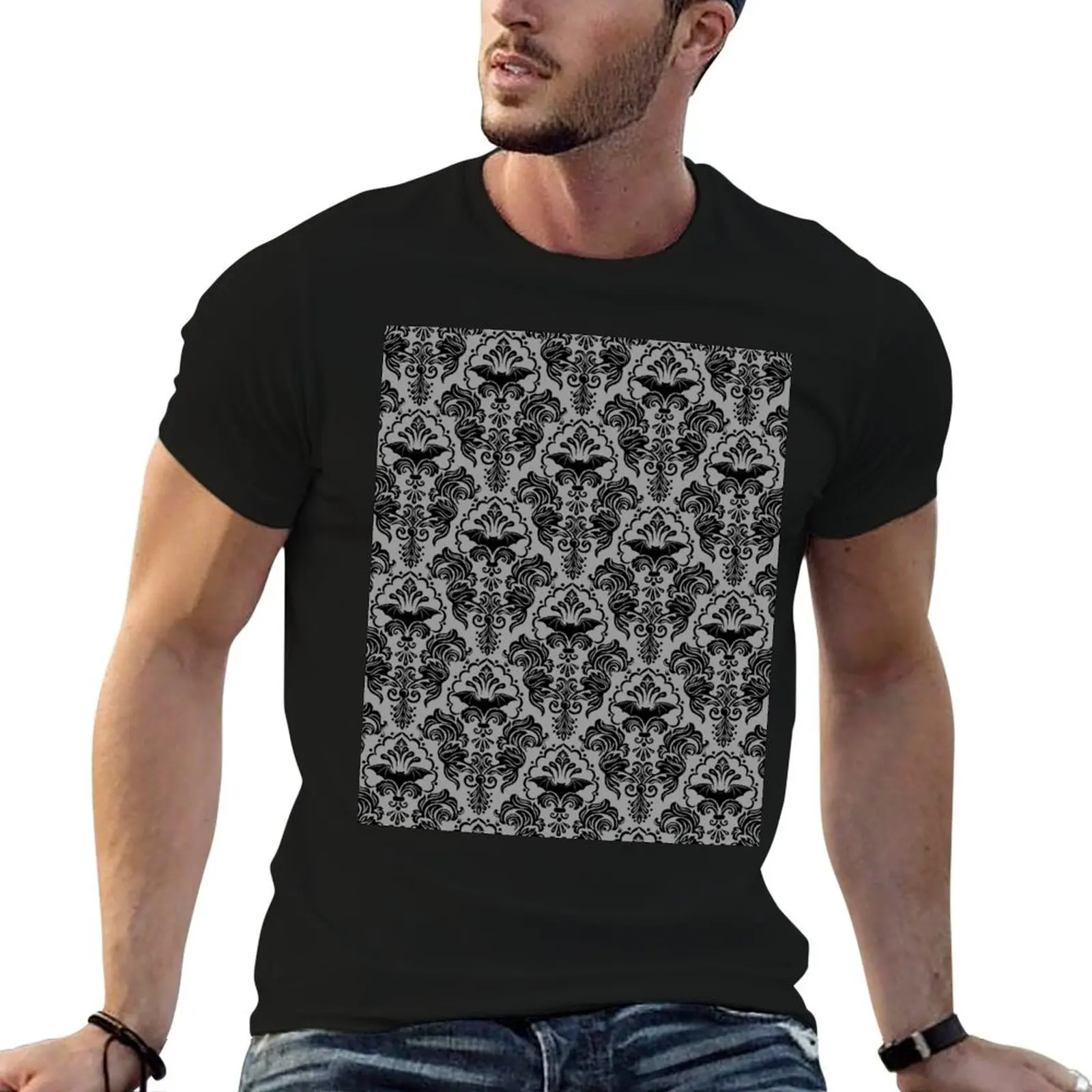 Bat Damask T-Shirt street wear heavyweights men t shirt