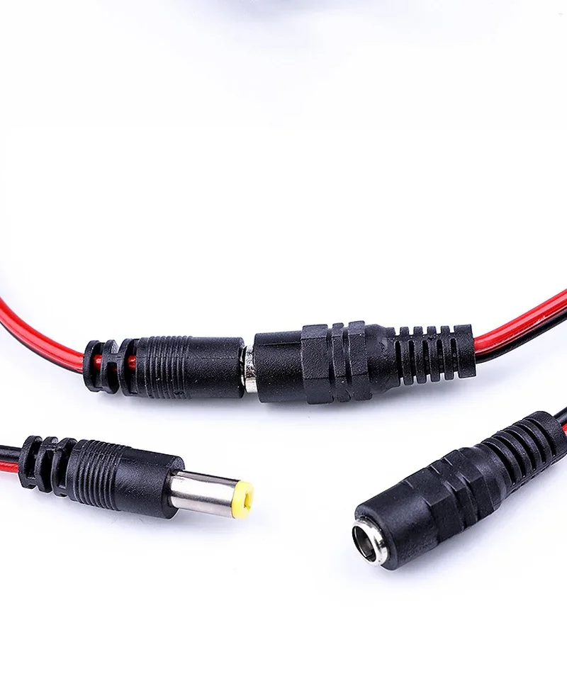 Conectores de CC de 12V, adaptador de cable jack macho y hembra, fuente de alimentación de 26cm de longitud, 5,5x2,1mm para cámara CCTV