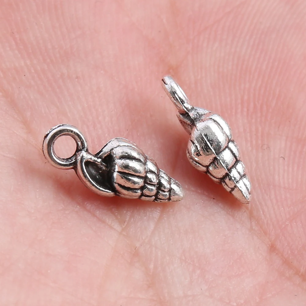 50 Mini Conch-Shaped DIY Handmade Pendants, with Spiral Texture That Replicates the Feel of Ocean Shells, Come with a Hanging Loop for Easy Attachment, Can Be Used to Make Bracelets, Necklaces, Key Pendants, and Seaside-Style Accessories Suitable for Summer Ocean-Themed Crafts view 2