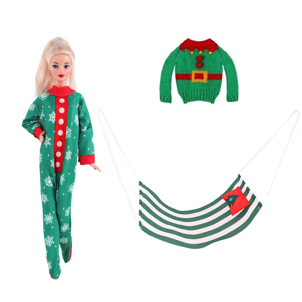3 pièces/ensemble = combinaison + pull + hamac, vêtements de poupée de Style motif de noël pour poupée de 30CM et accessoires de poupée Spirit, cadeaux de noël pour enfants