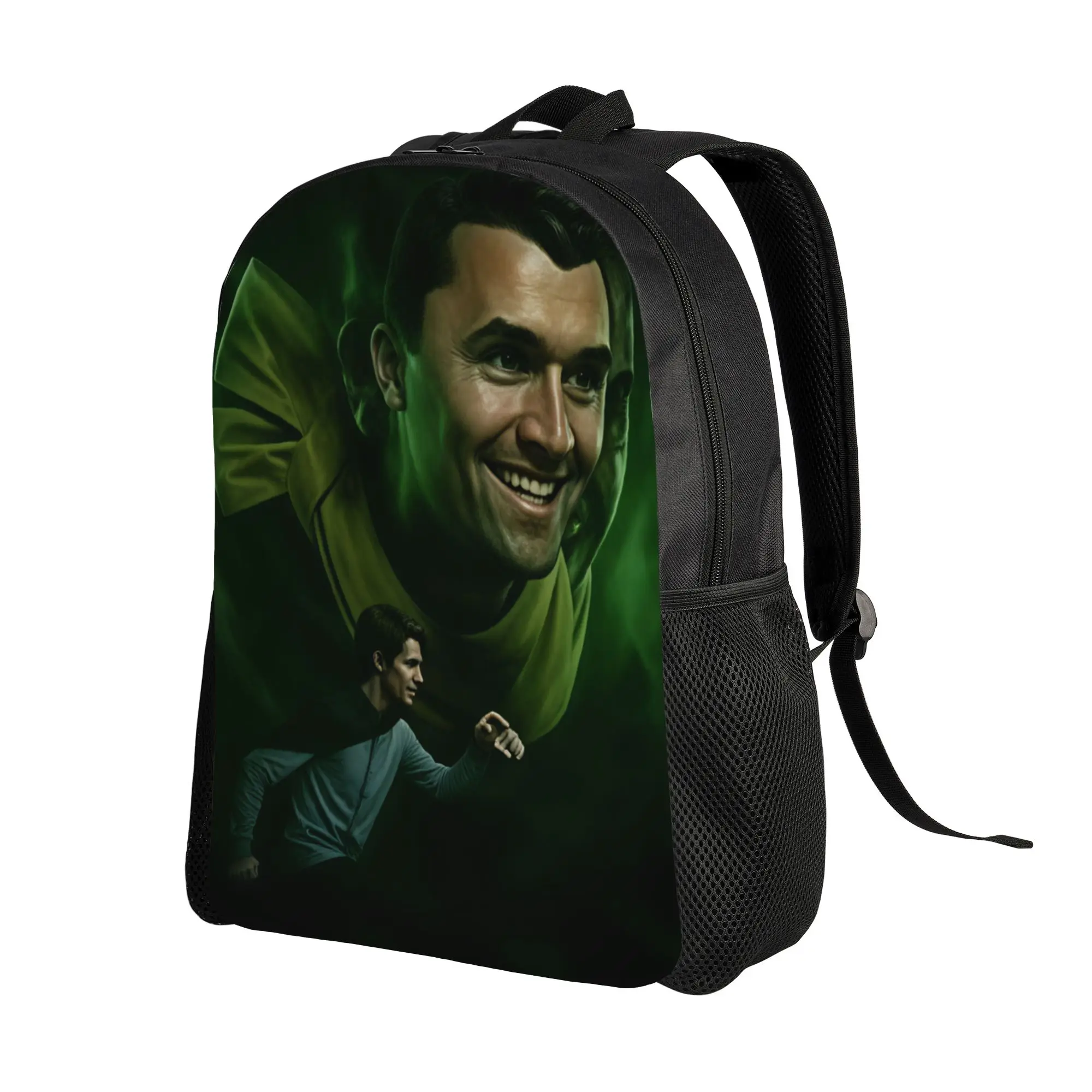 Green Smoke Giant Head Running Figure Charlie Kirk Backpack Men  Lightweight Backpacks High School Bags Travel Quality Rucksack