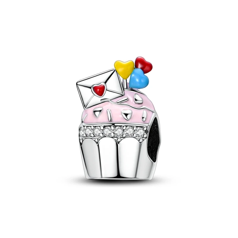 New 925 Sterling Silver Envelope Balloon Cupcake Charms Beads For Women Fit Original Bracelet DIY Jewelry Gifts