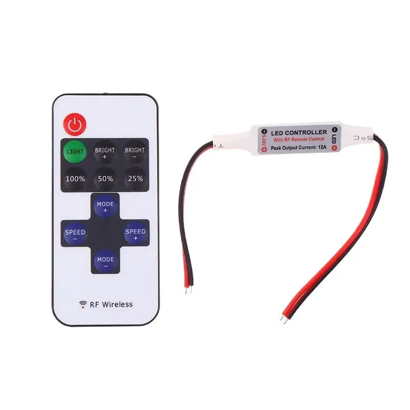 

1/3/5 шт. 5-24 В светодиодный диммер контроллер RF 11-клавишный монохромный монитор беспроводной пульт дистанционного управления для светодиодных лент