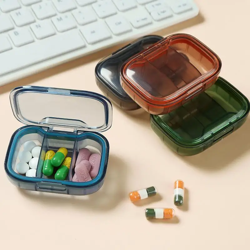 Pill Organizer 3 Times A Day Daily Pill Organizer Pill Box Aesthetic Portable Separate 3 Compartment Travel Pill Container Pill