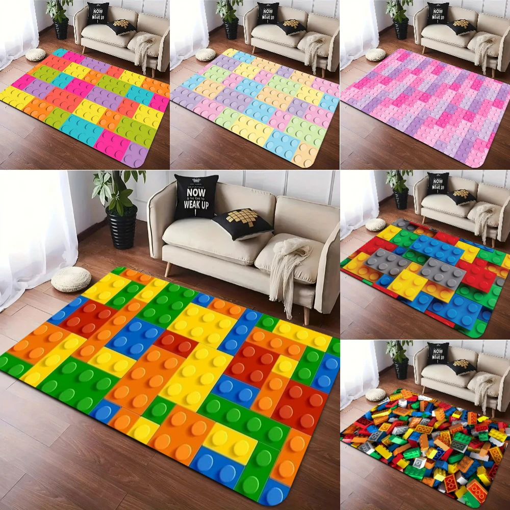 

Красочный ковер из строительных блоков, детский игровой коврик, коврики для гостиной, прикроватный мягкий ковер для спальни, детский напольный коврик для ползания, коврик для прихожей