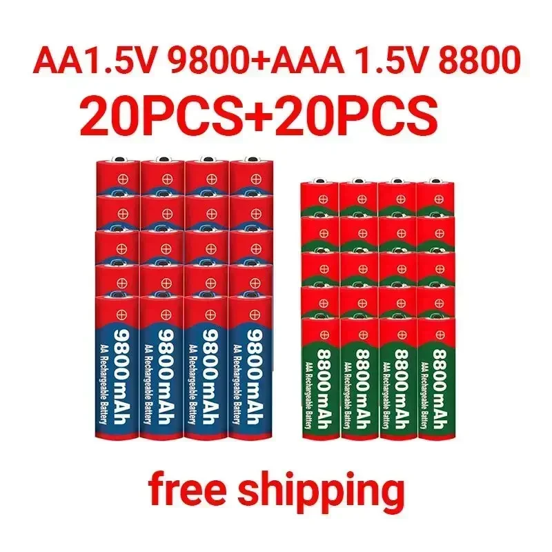 2024 New 1.5V AA 9800 mAh+1.5V AAA 8800 mAh Alkaline1.5V Rechargeable Battery For Clock Toys Camera battery