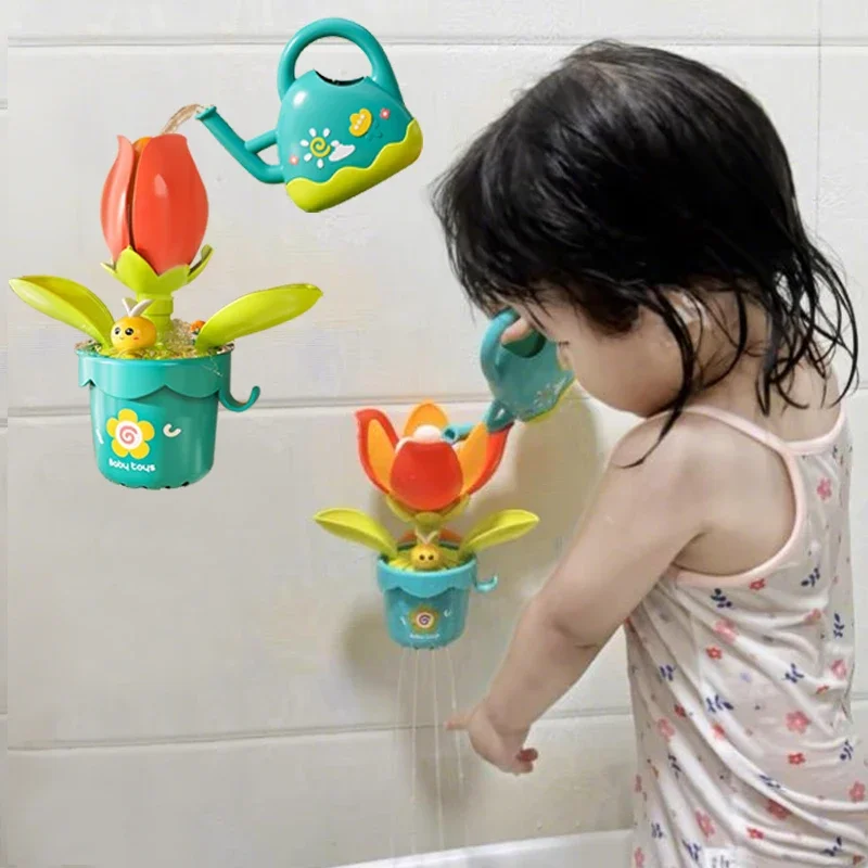 Baby Flowering Bath Toys Water Shower Bathing Toys Water Game for Kids Fun Sunflower Bath with Kettle Bathroom Toy for Children