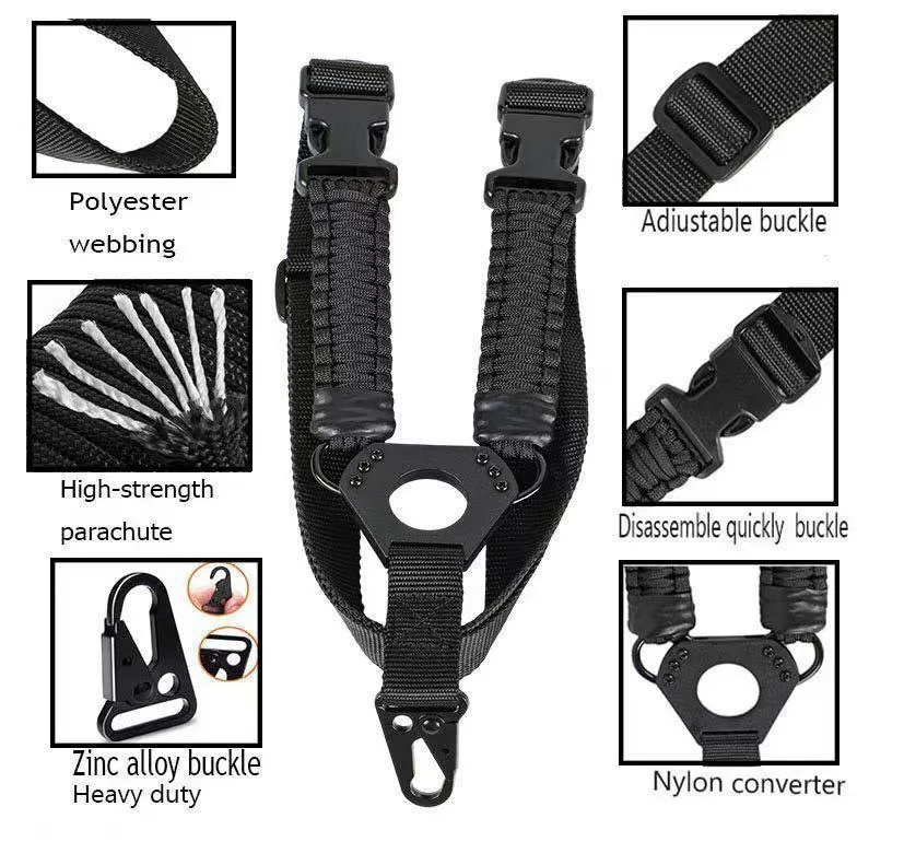 Tactical Single Point Gun Sling Nylon Webbing Paracord Multiuse Rifle Shoulder Strap Durable Adjustable Shotgun Belt for Hunting