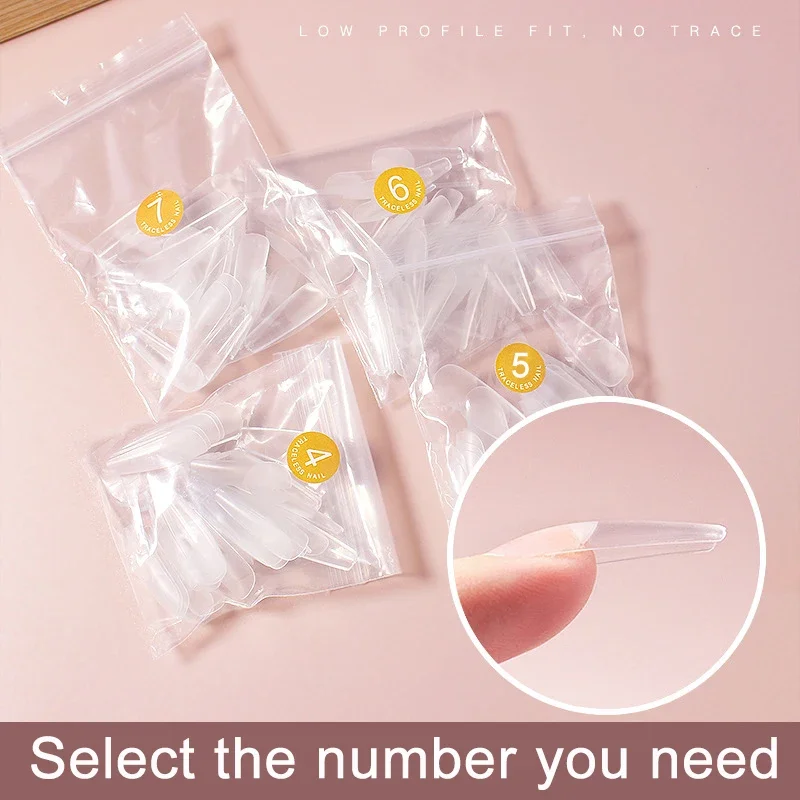 Single Size Traceless Fake Nails 0-7 Different Sizes 50Pcs/Bag Acrylic Gel Ballet Coffin Stiletto Full Cover False Nails