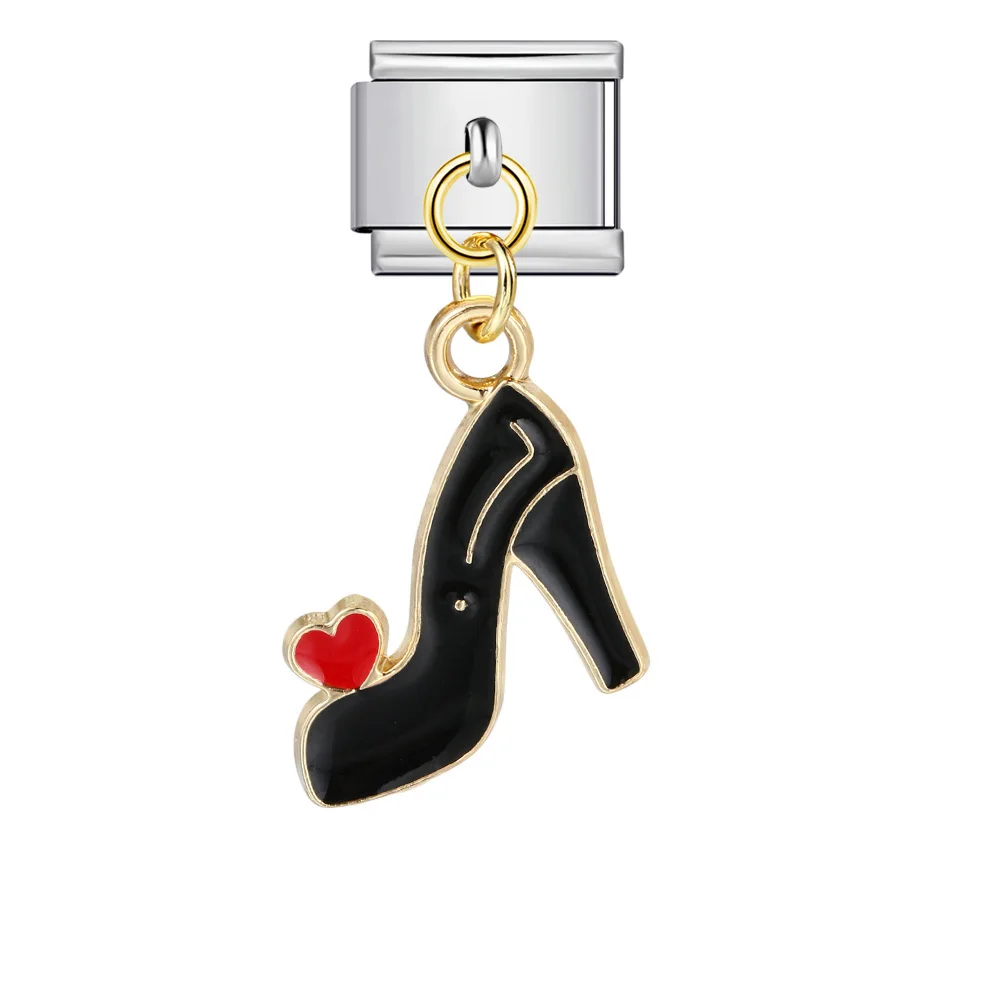 Neue trendige High Heels mit Zirkonia-Verzierungen, italienische Charm-Links passend für 9mm Edelstahl-Armbänder, Schmuck zum Selbermachen für Frauen und Mädchen. – Detail 7