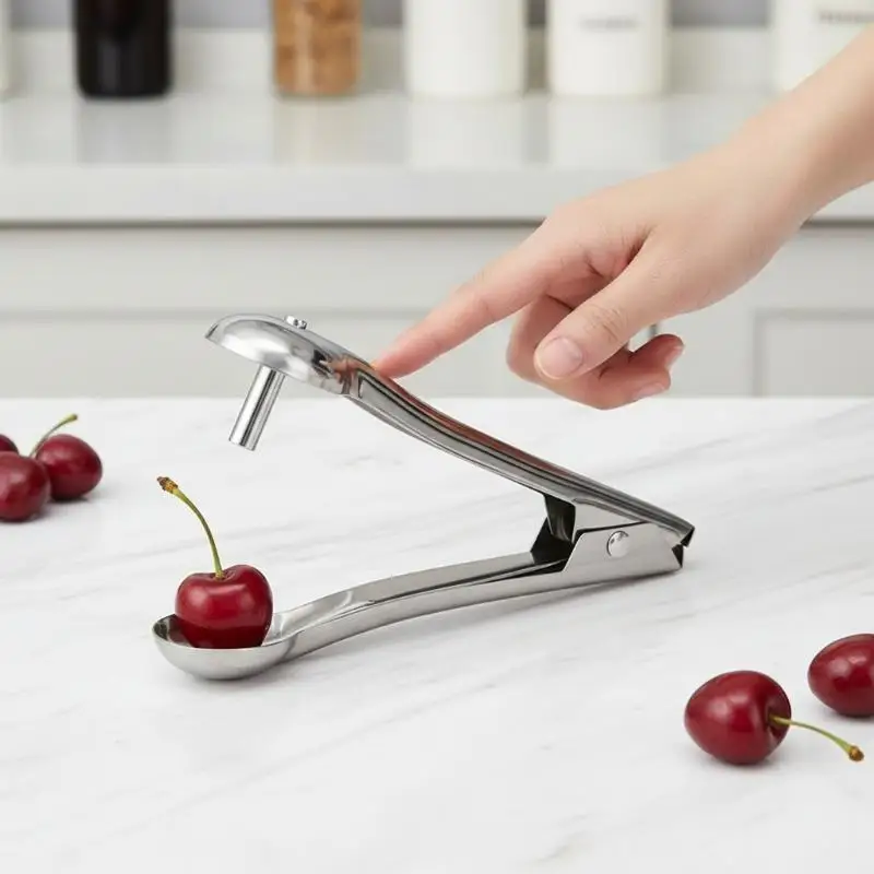 Descorazonador de cerezas y aceitunas de acero inoxidable, herramienta para quitar semillas de frutas