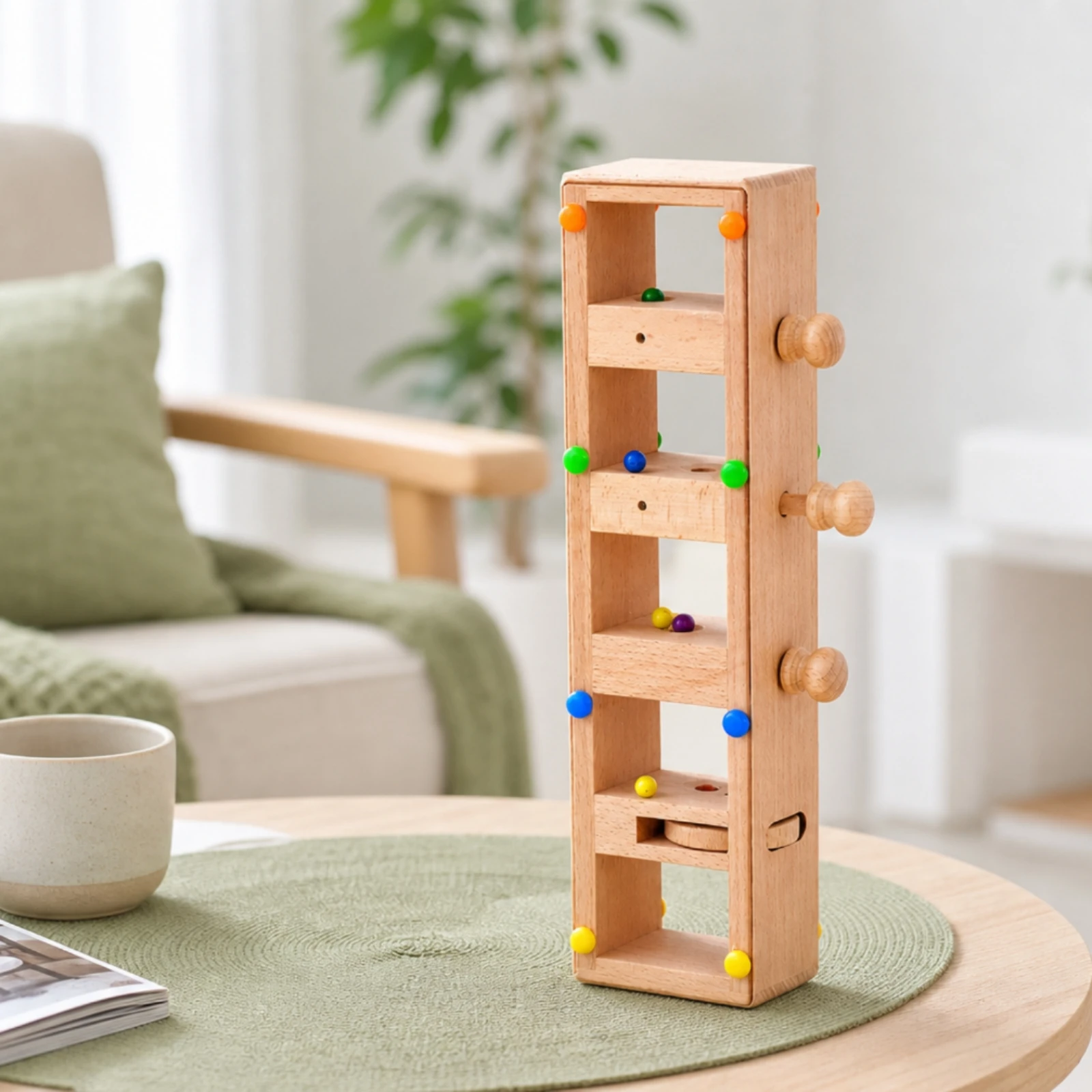 Wooden Structure Toy Child-Centered Wooden Bead Maze Toy with Knobs Educational Bead Maze Hand-Eye Coordination for Toddlers