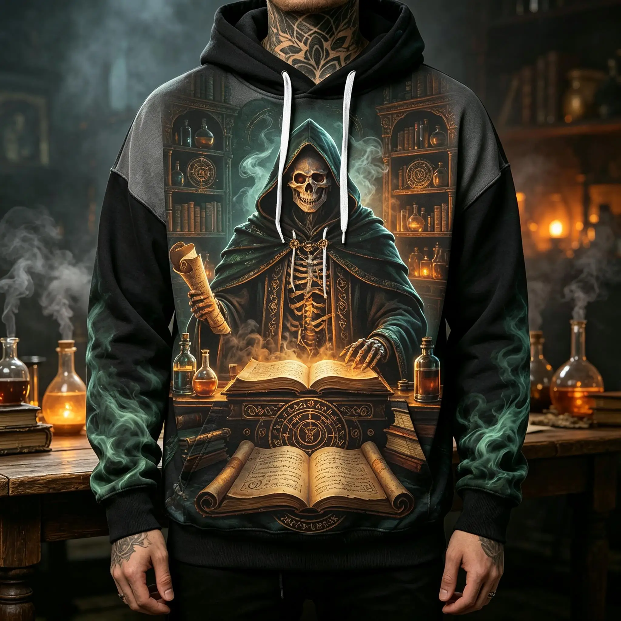 Men's Hoodie Black Blue Purple Neon Skeleton Cyber Print Breathable Stylish Pullover Sweatshirt for Streetwear Party Daily Wear