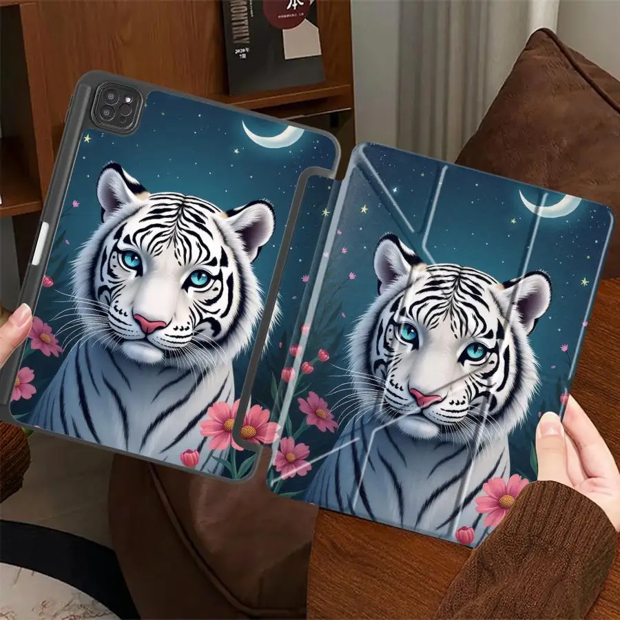 

Tablet Case For iPad Air 4 5 M3 M2 1 2 M4 11inch Mini 6 7 Pro 11th 10th 9th 8th 7th 12.9inch Pro 2025 Holder Cover Animal Tiger