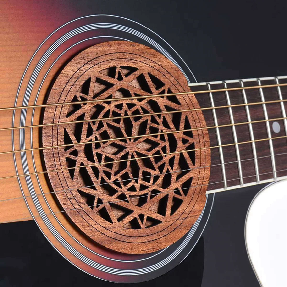 BAAU 3X กีตาร์ไม้ Soundhole Sound Hole COVER BLOCK ข้อเสนอแนะบัฟเฟอร์ไม้มะฮอกกานีสําหรับ EQ กีตาร์อะคูสติกพื้นบ้าน,สไตล์ 1