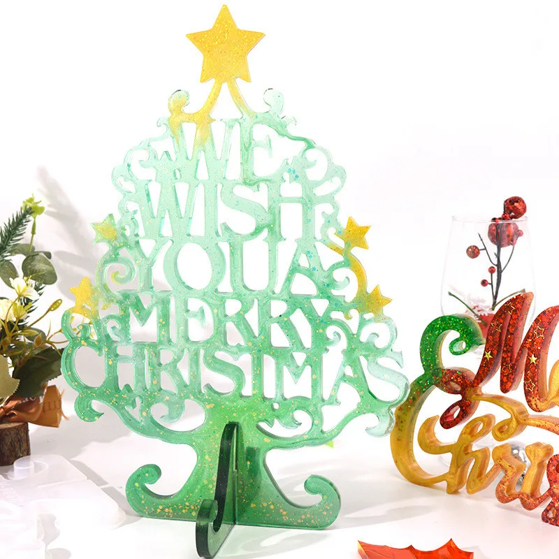 Christmas Tree Silicone Epoxy Resin Molds Hanging Bell Gift Pendant Feastival Art Crafts New Year Christmas Decor Silicone Mold