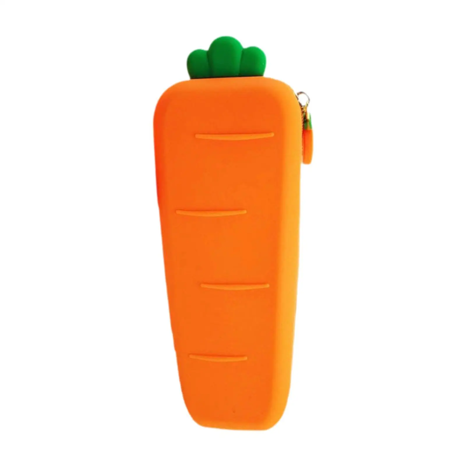 Carrot Shape Silicone Pencil Case Zipper Bag School Supplies Cartoon Soft Pen Marker Holder Pencil Pouch for Children Boys Girls