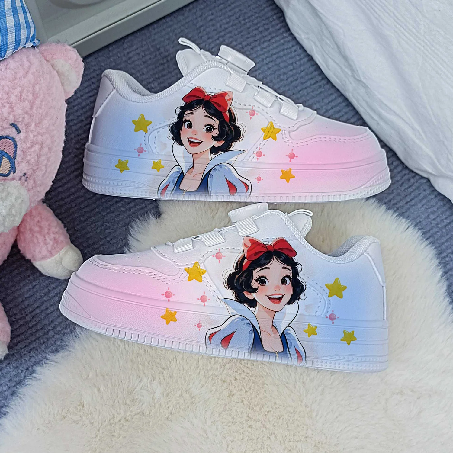 Disney kids cartoon princess Snow White cute Casual shoes non-slip soft bottom sports shoes for child gift