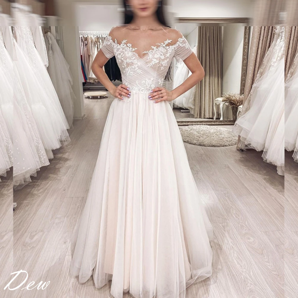 カスタマイズされたホワイトチュール絶妙なアップリケモダンなウェディングドレス高品質ブライダルパーティー繊細な恋人のブライダルドレス
