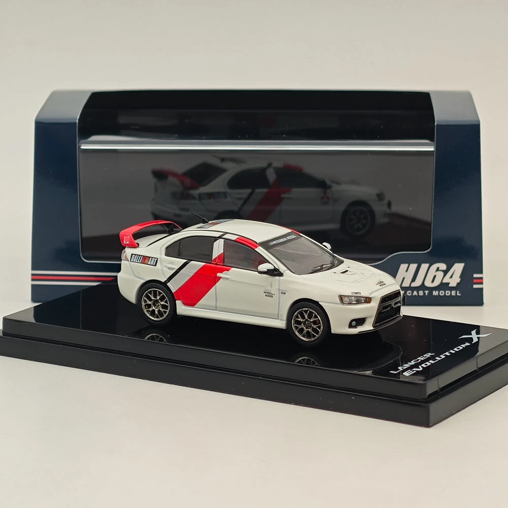 Hobby Japan 1/64 Lancer Evolution X Ralliart Color(White) HJ644053RA Diecast Model Car Limited Collection Auto Toys Gift