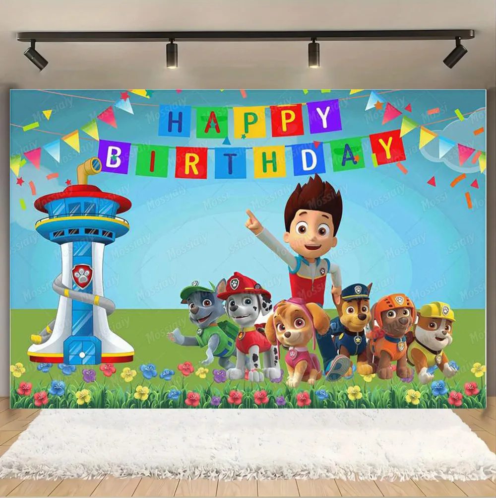 PAW Patrol Photography Background Child Birthday Party Decoration Puppy Dog Backdrop Cloth Baby Shower Supplies Boys Girls Gift