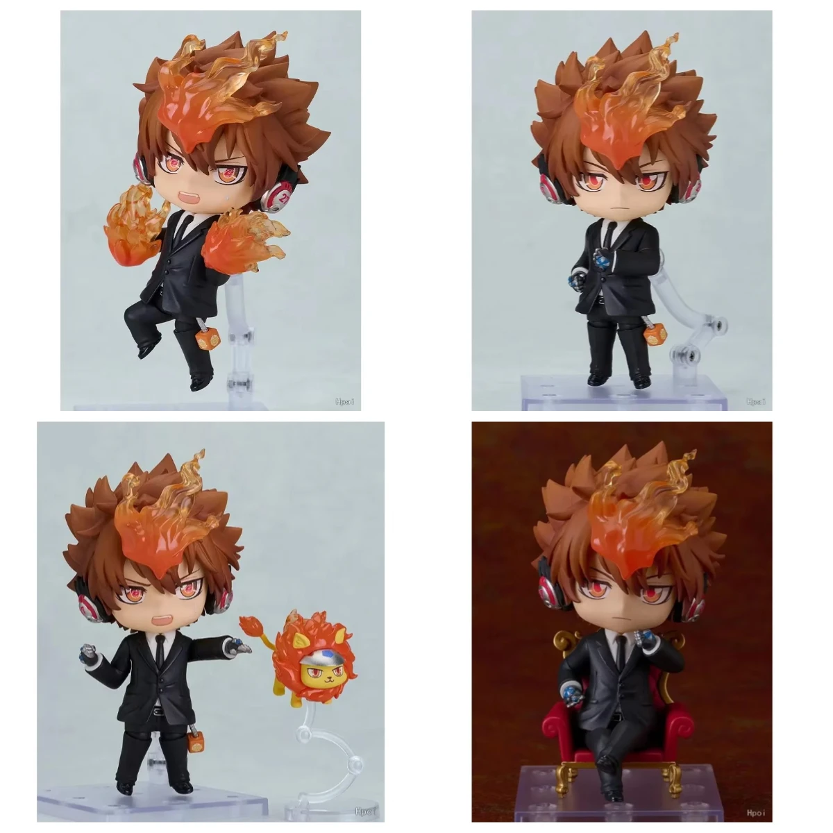 Hitman Reborn Nendoroid Tsunayoshi Sawada Black Suit Ver Articulated Chibi Figure Flame Effect Natsu Vongola Chair Accessory Set