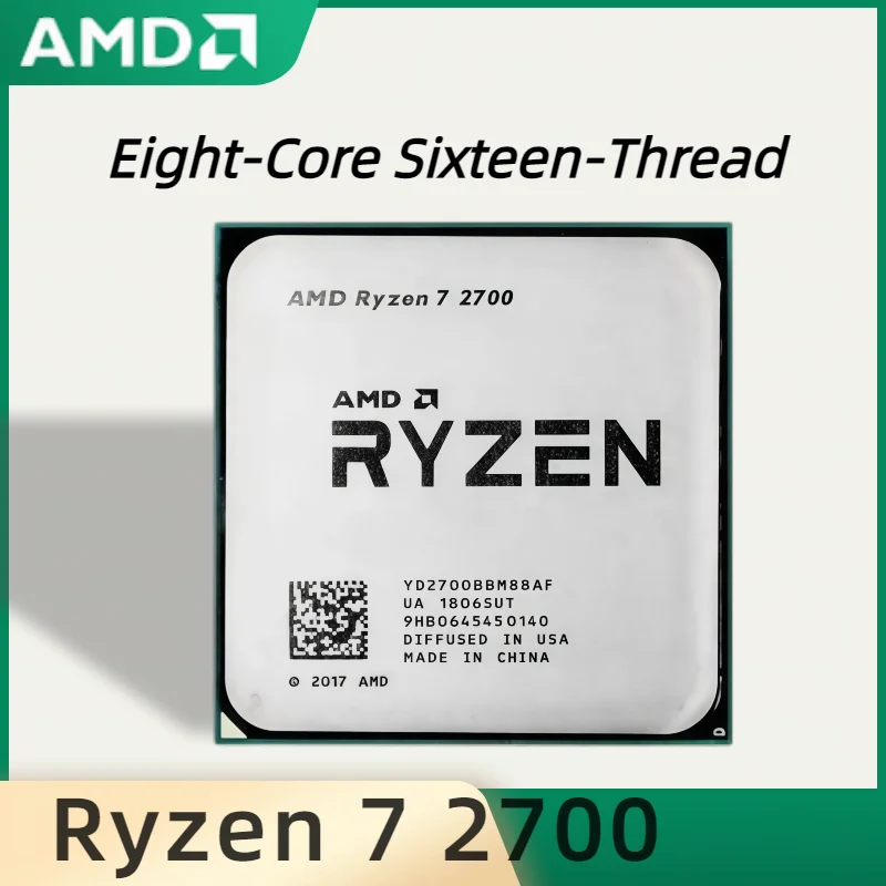 

New AMD Ryzen 7 2700 R7 2700 3.2 GHz Eight-Core Sixteen-Thread 16M 65W CPU Processor YD2700BBM88AF Socket AM4
