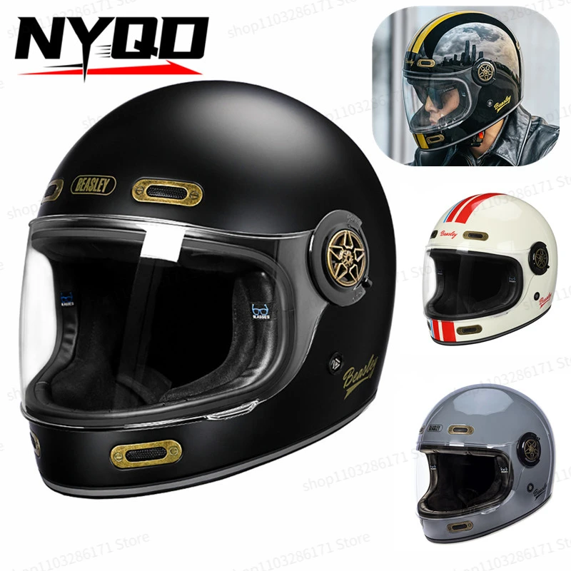 

Beasley All Seasons Vintage Full Face Helmet Motorcycle De Moto DOT ECE Approved Jet Helmet Motorbike Capacete