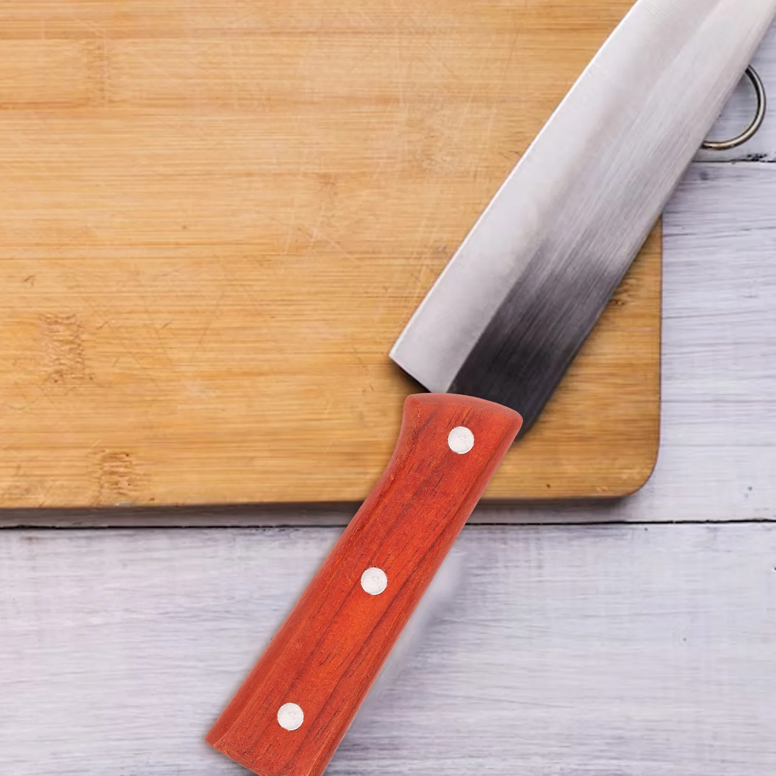 مقبض بديل من خشب الكمثرى الأحمر خفيف الوزن مع فتحات لملحقات السكين وقبضة التقطيع أداة مريحة مقبض غير قابل للانزلاق