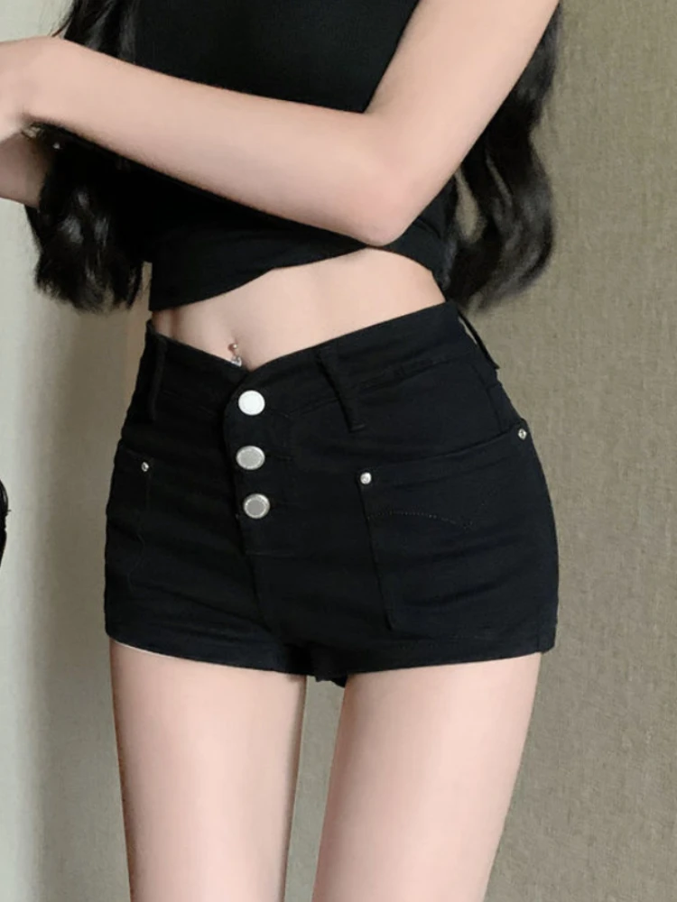 固体ショーツ女性デニムスリムフィット夏ストレートハイウエストアメリカンスタイルオールマッチセクシーなヴィンテージインガールズトレンディデイリーШорты