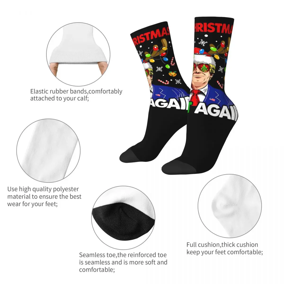 Make Christmas Great Again Funny Trump Socks Men Women Fashion Socks Novelty Spring Summer Autumn Winter Middle Tube Socks Gifts