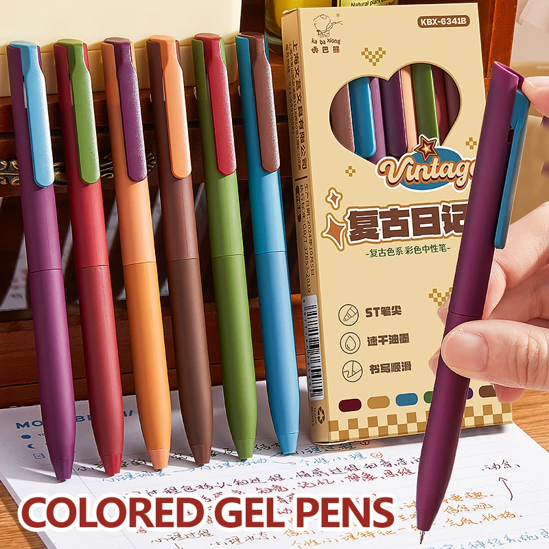 

Винтажные цветные гелевые ручки для ведения журналов, живописи, ценные, эстетические, быстросохнущие, 0,5 мм, цветные чернильные ручки, маркер, канцелярские принадлежности для рисования