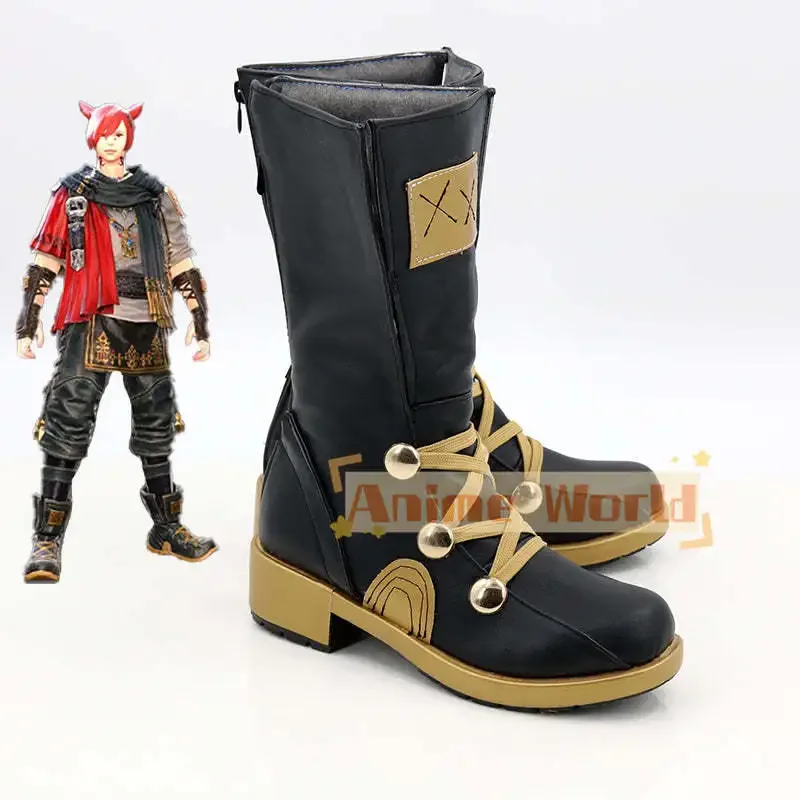 Final Fantasy XIV G'raha Tia cosplay schoenen Halloween carnaval laars op maat gemaakt