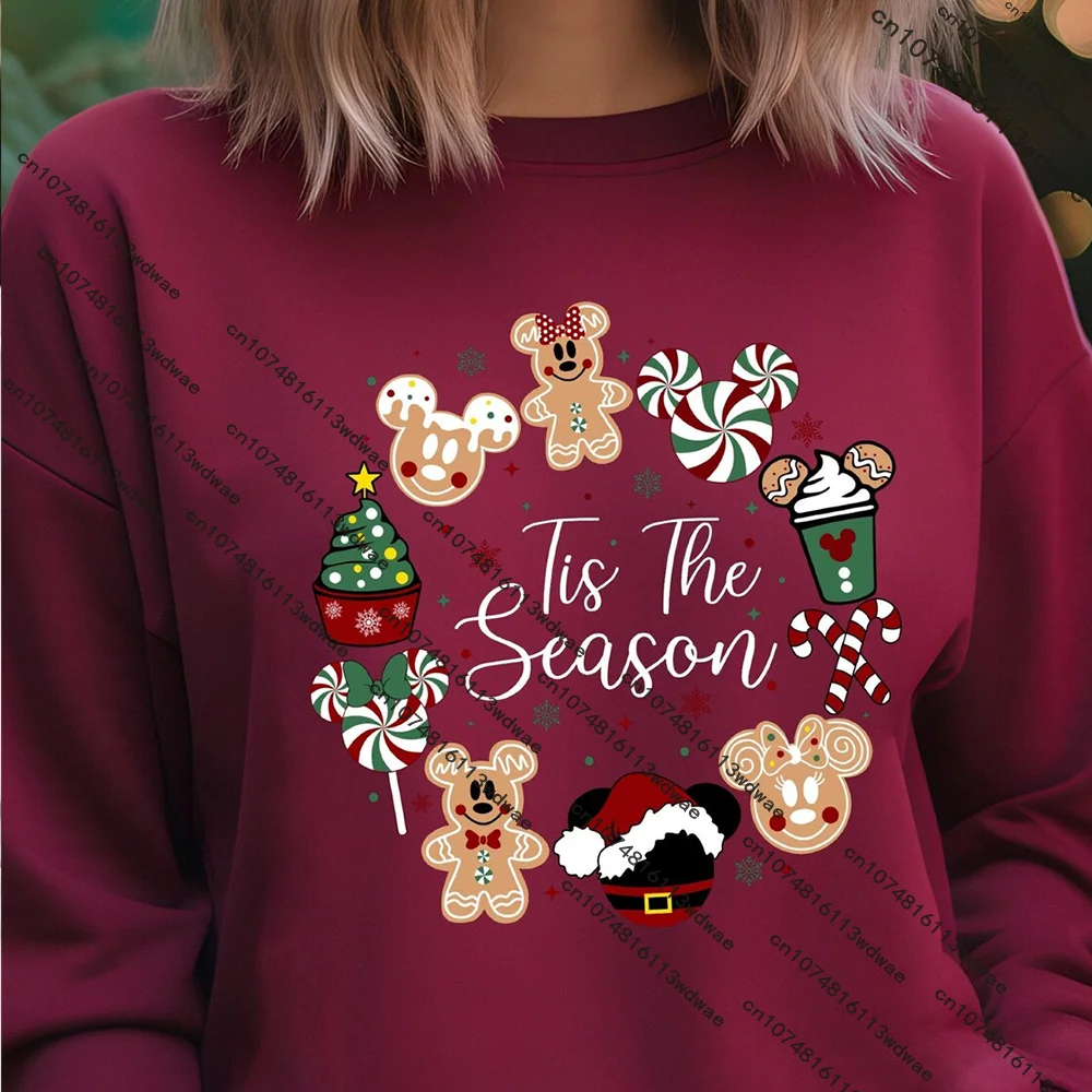 

Mickey and Minnie Gingerbread Christmas Tops 2025 Disney Mickey Mouse Christmas Round Neck Pullover Christmas Couple Sweatshirt