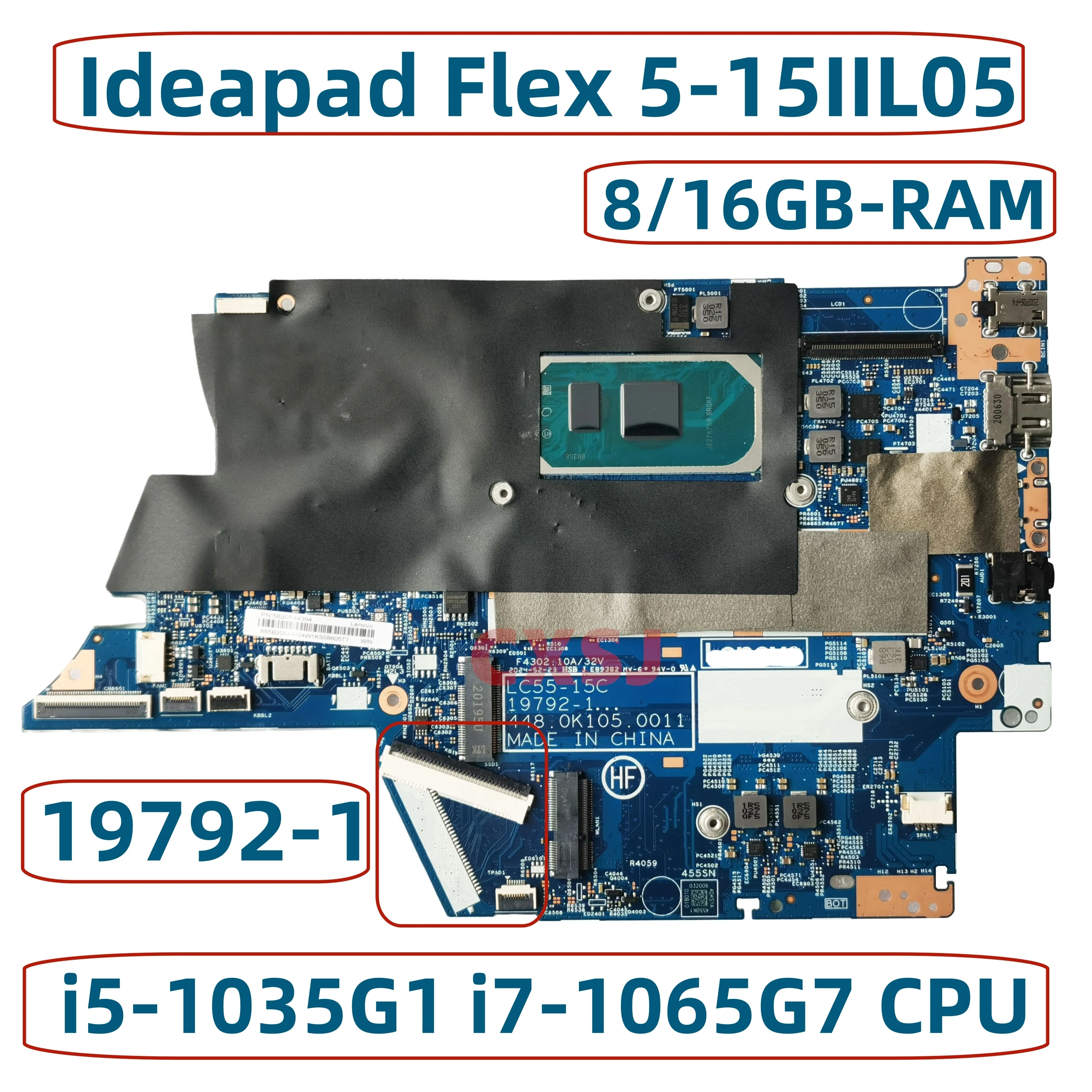 

LC55-15C 19792-1 19792-3 для Lenovo Ideapad Flex 5-15IIL05 Материнская плата для ноутбука с процессором i3-1005G1 i5-1035G1 i7-1065G7 8 ГБ ОЗУ