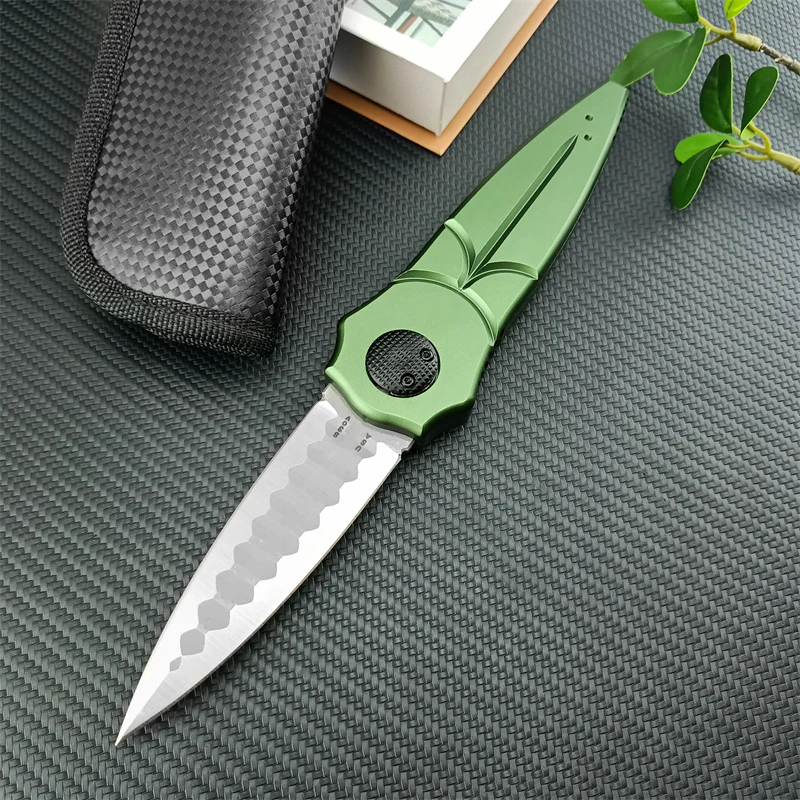 Green/Black Outdoor Assisted Folding Knife D2 Steel Blade Aluminum Handle Sharp EDC Tool Knives for Camping Hiking