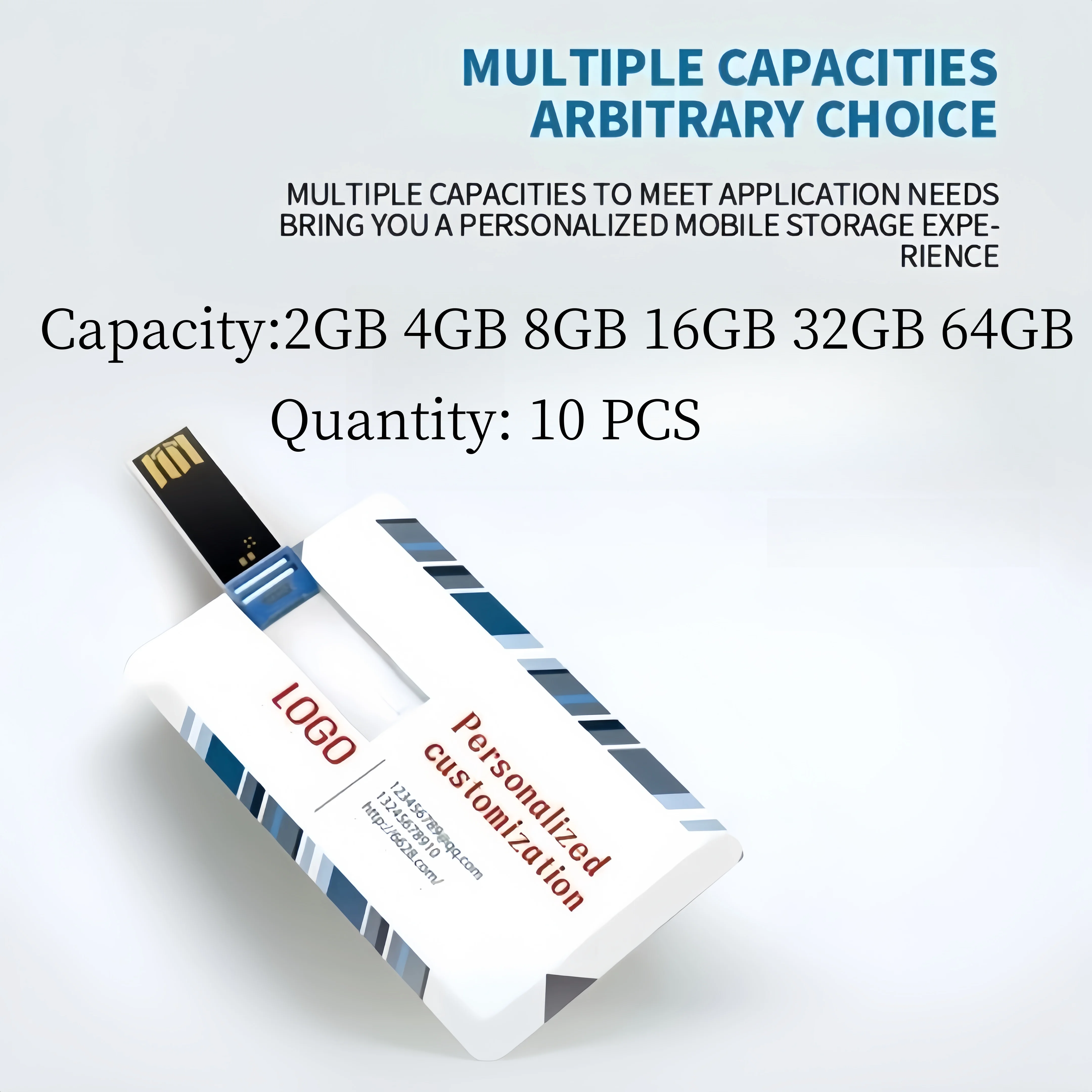 10 pcs custom logo card usb 2.0 memory flash pen drive