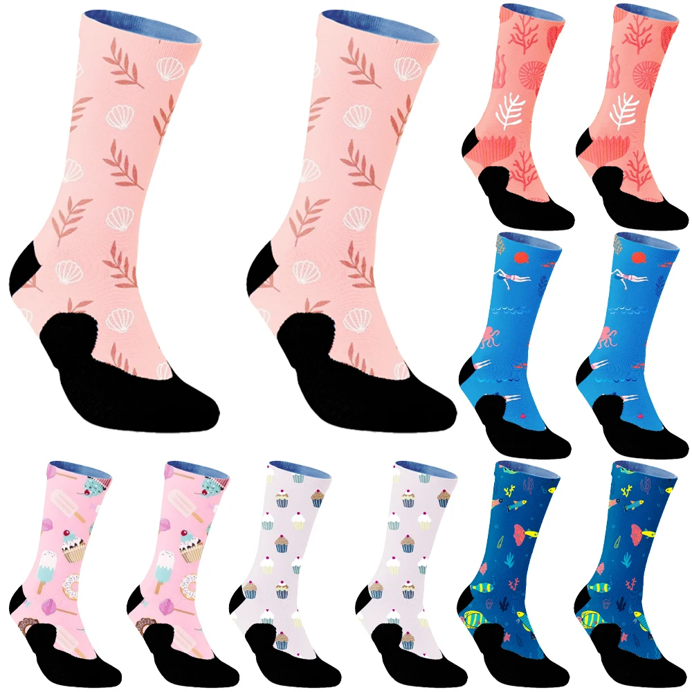 Cotton Pure Trendy High Socks Tube Socks Creative Cartoon Small Flowers New Autumn and Winter Stockings Female Sock