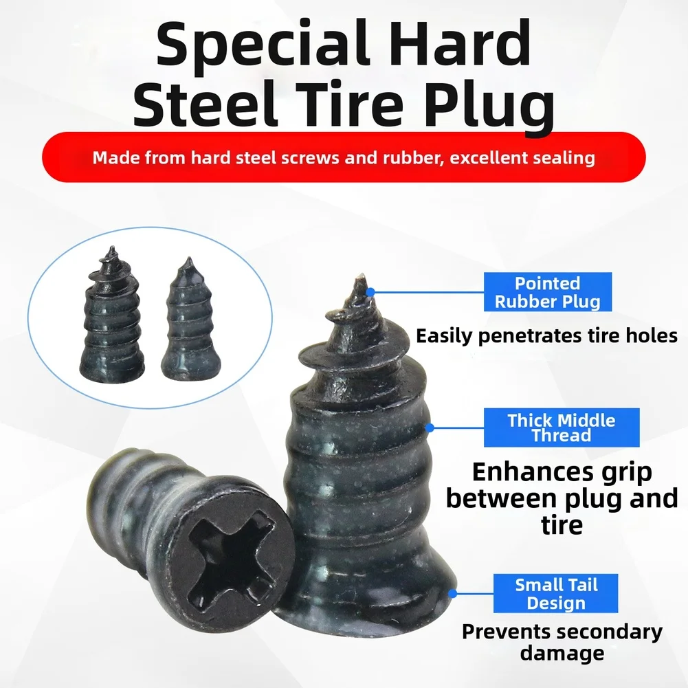 

100 шт., набор резиновых гвоздей для ремонта автомобильных шин, набор для ремонта вакуумных проколов колес для авто, мотоциклов, грузовиков и квадроциклов