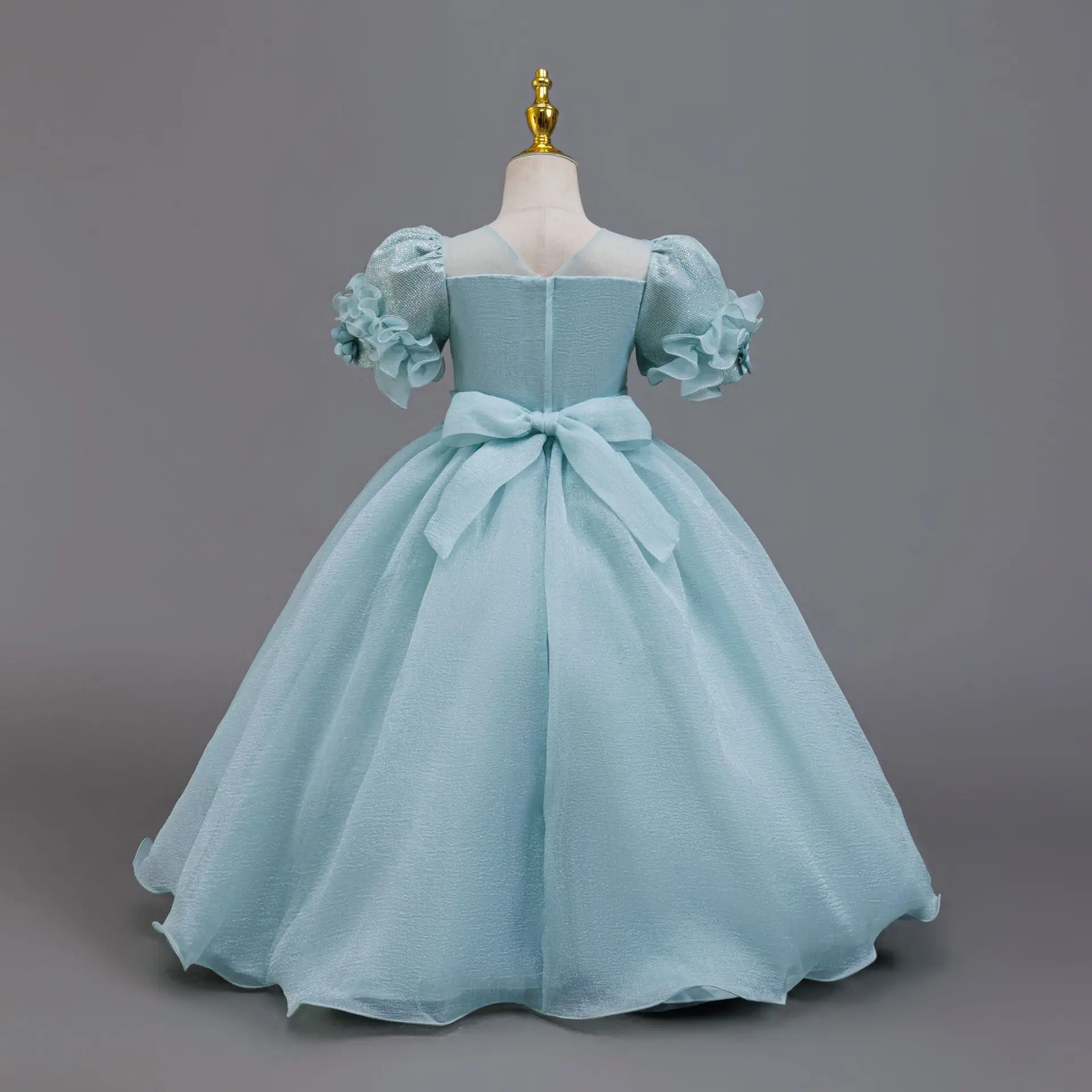 HETISO Girls Party Christmas Long Dresses For Formal Wedding Children Kids Elegant Holiday Ball Gown 4-12 Years