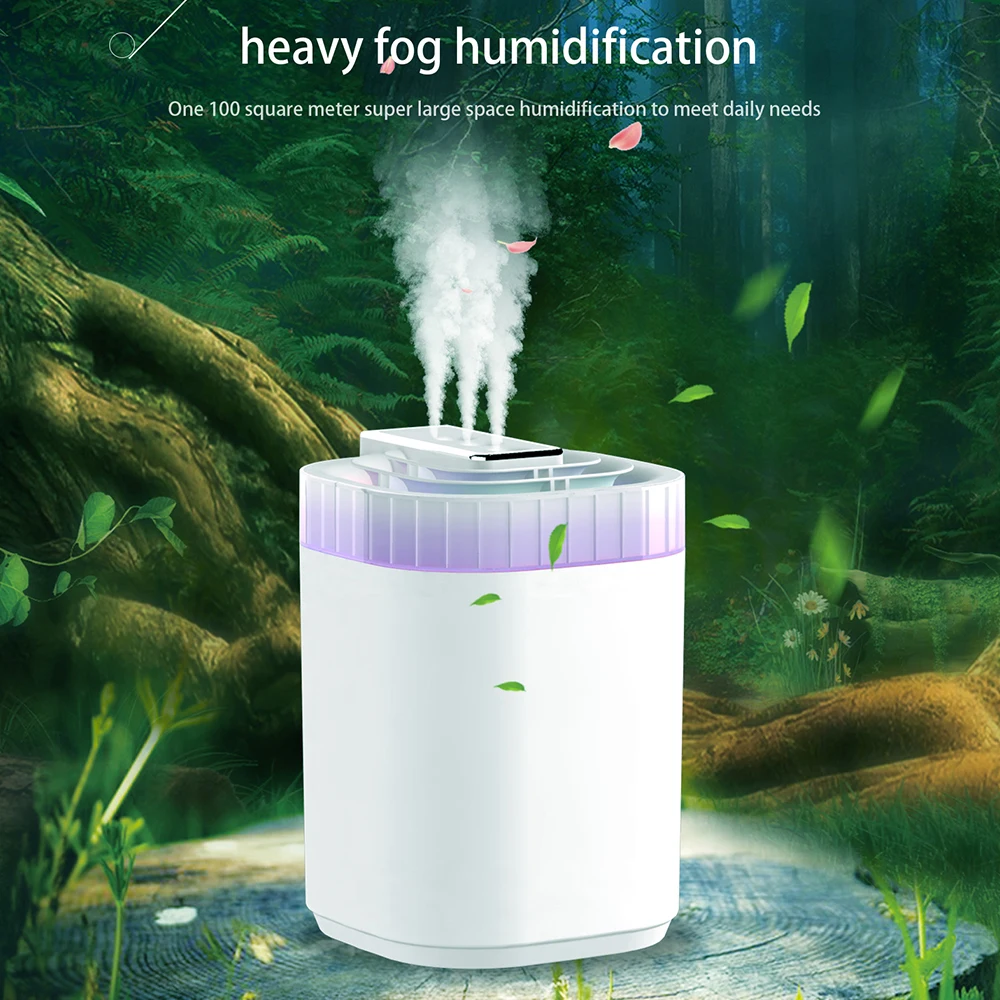3L Ultrasonic Air Humidifier Cool Mist Humidifier with Night Light and Three Nozzles Quiet USB Aromatic Humidifier for Home image 5