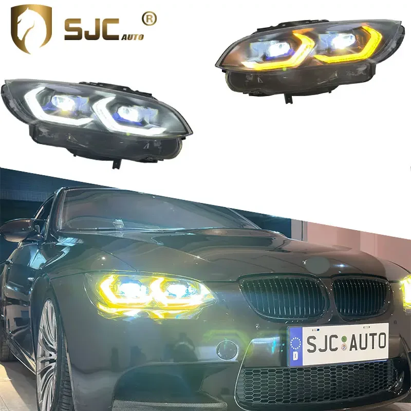 

SJC Auto Car Accessories for BMW M3 E92 Headlights 2007-2010 Yellow/White Laser LED Style Headlight Front Lamp