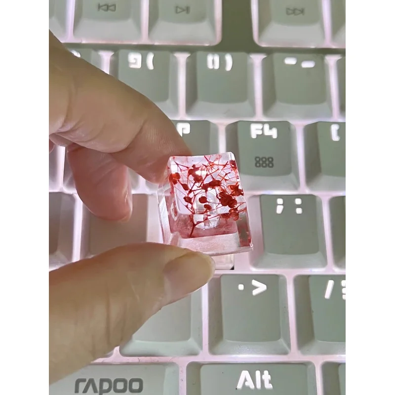 1Pcs Hohe Qualität Epoxy DIY Transluzente Blätter Trockenen Blumen Papier Kreuz Achse Mechanische Tastatur Keycap Universal Zubehör